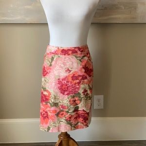 Talbots Petites pink flowered skirt